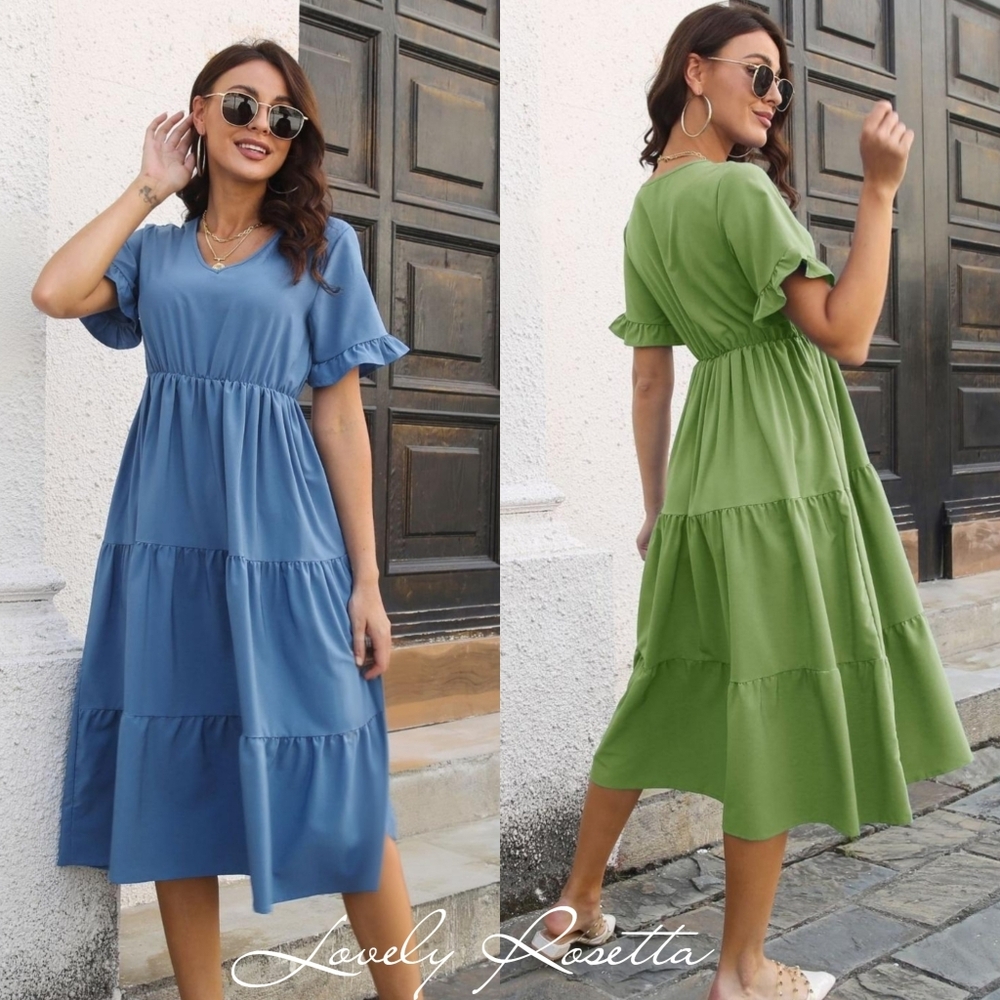 Black Ruffle Sleeve Midi Dress - Picture 9 of 9